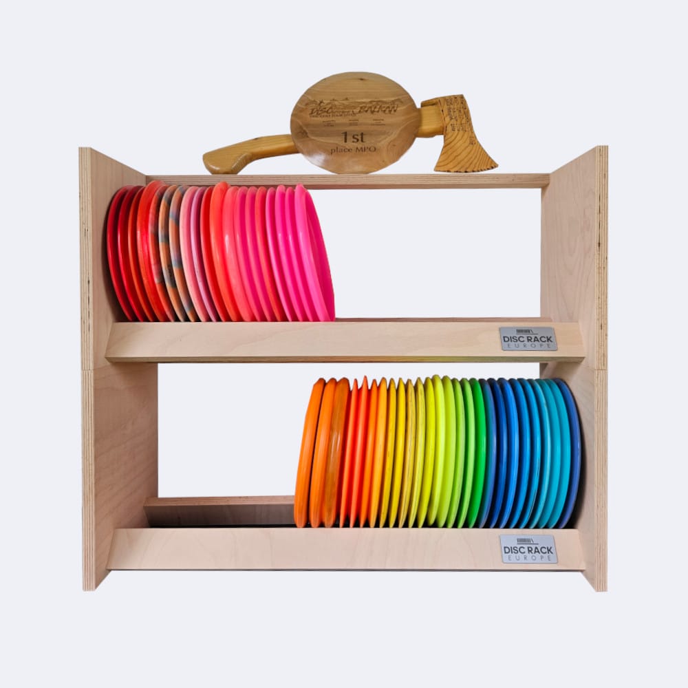disc-rack-europe-park-stackable-with-throphies Disc Rack Europe Park Job stacked with throphies