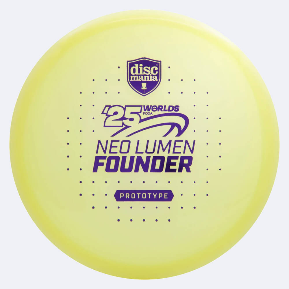 Discmania Founder in gelb, im Lumen Neo Kunststoff und prototype Spezialeffekt