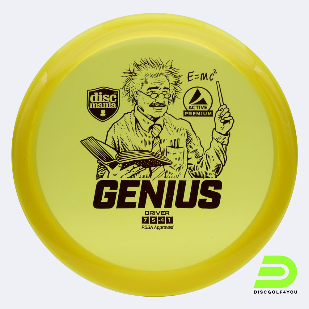 discmania genius in gelb, im active premium kunststoff und ohne spezialeffekt Discmania Genius in gelb, im Active Premium Kunststoff und ohne Spezialeffekt