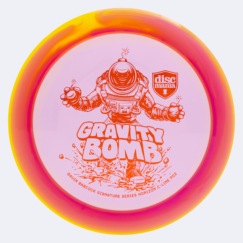 Discmania Gravity Bomb PD2 Gavin Babcock Signature Series in pink-yellow, horizon c-line plastic Discmania Gravity Bomb PD2 Gavin Babcock Signature Series in pink-yellow, horizon c-line plastic