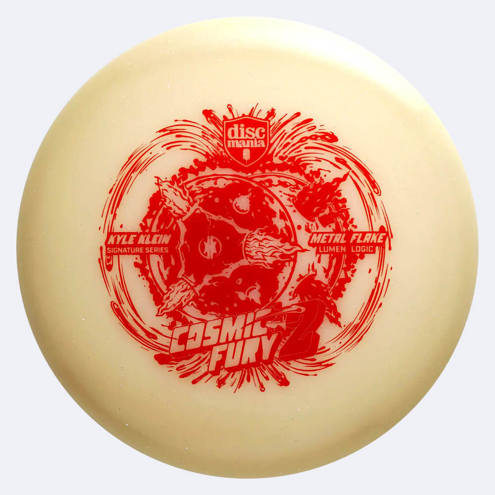Discmania Logic Cosmic Fury Kyle Klein Signature Series in red, metal flake lumen plastic Discmania Logic Cosmic Fury Kyle Klein Signature Series in red, metal flake lumen plastic