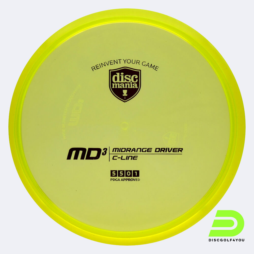 discmania md3 in gelb, im c-line kunststoff und ohne spezialeffekt Discmania MD3 in gelb, im C-Line Kunststoff und ohne Spezialeffekt