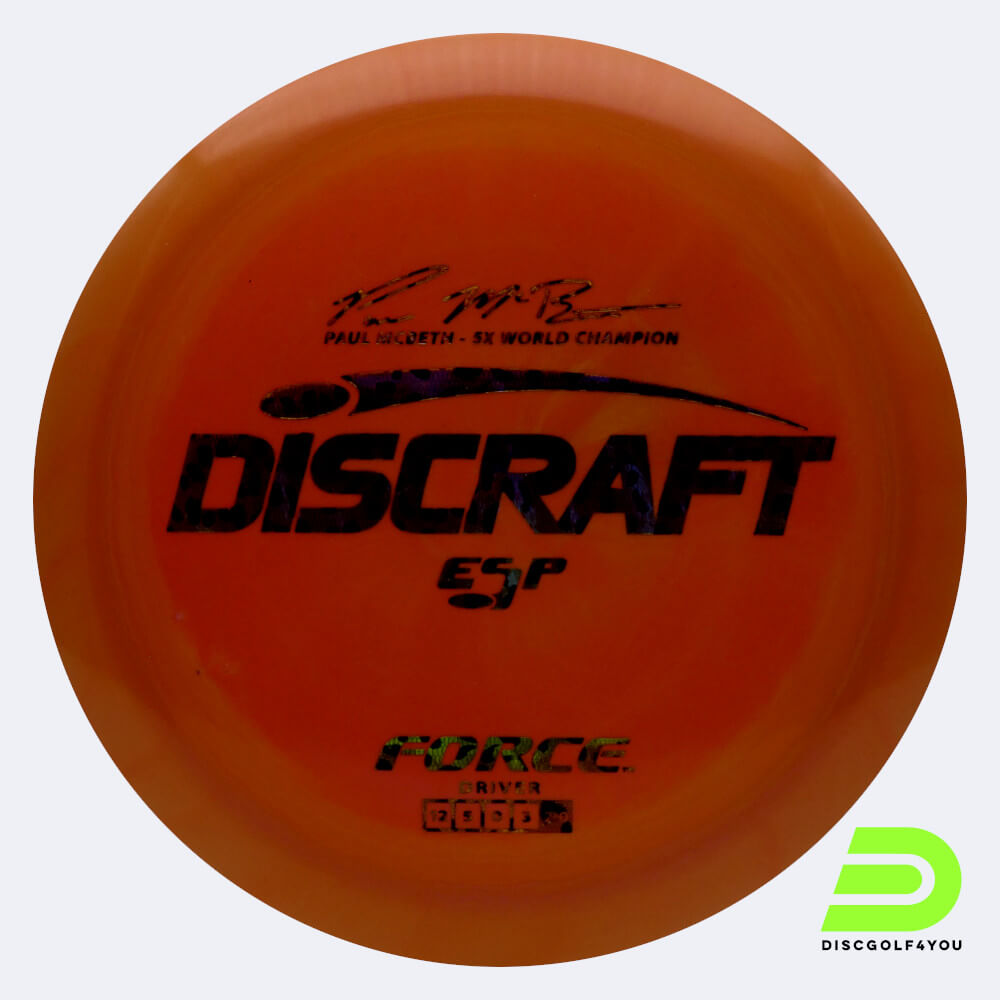 Discraft Force - Paul McBeth Signature Series in classic-orange, esp plastic Discraft Force - Paul McBeth Signature Series in classic-orange, esp plastic