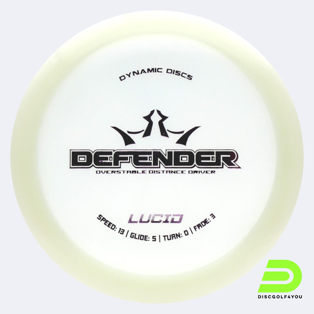 Dynamic Discs Defender in white, lucid plastic Dynamic Discs Defender in white, lucid plastic