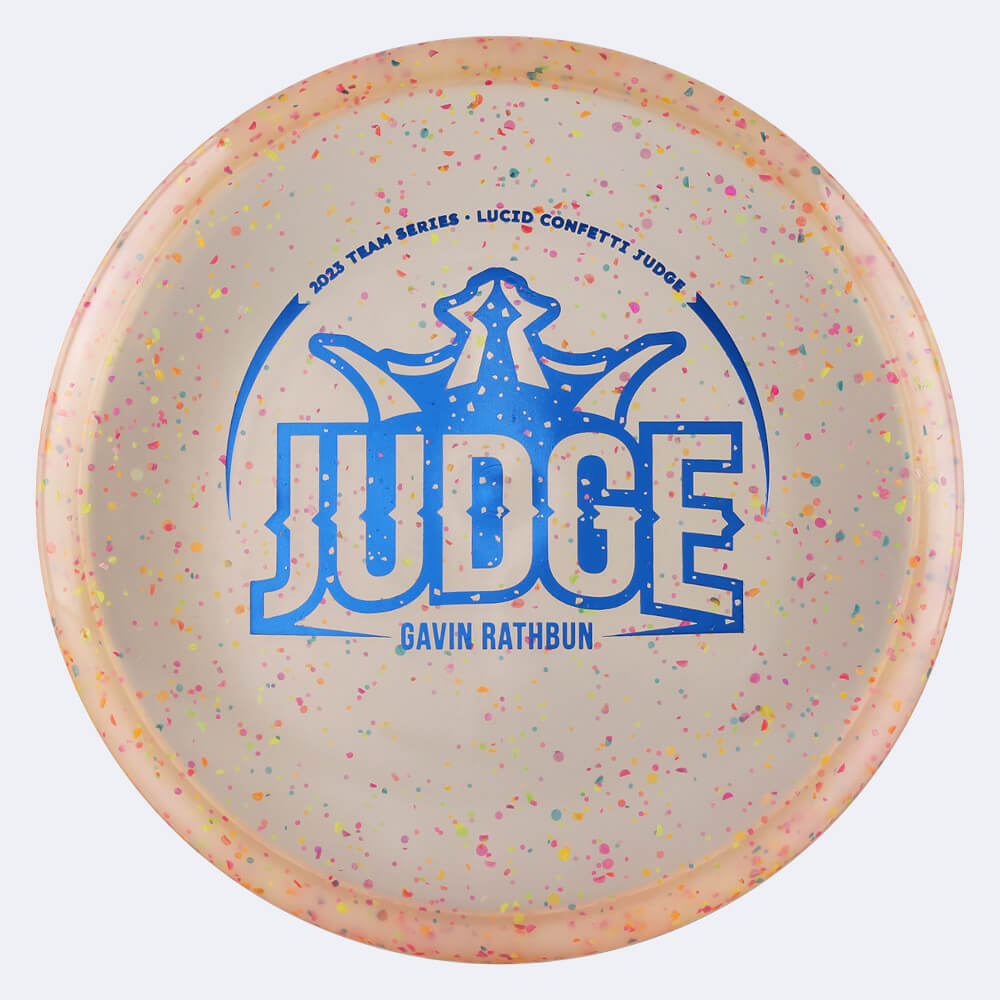 Dynamic Discs Judge - Gavin Rathbun Team Series in crystal-clear, lucid confetti plastic Dynamic Discs Judge - Gavin Rathbun Team Series in crystal-clear, lucid confetti plastic