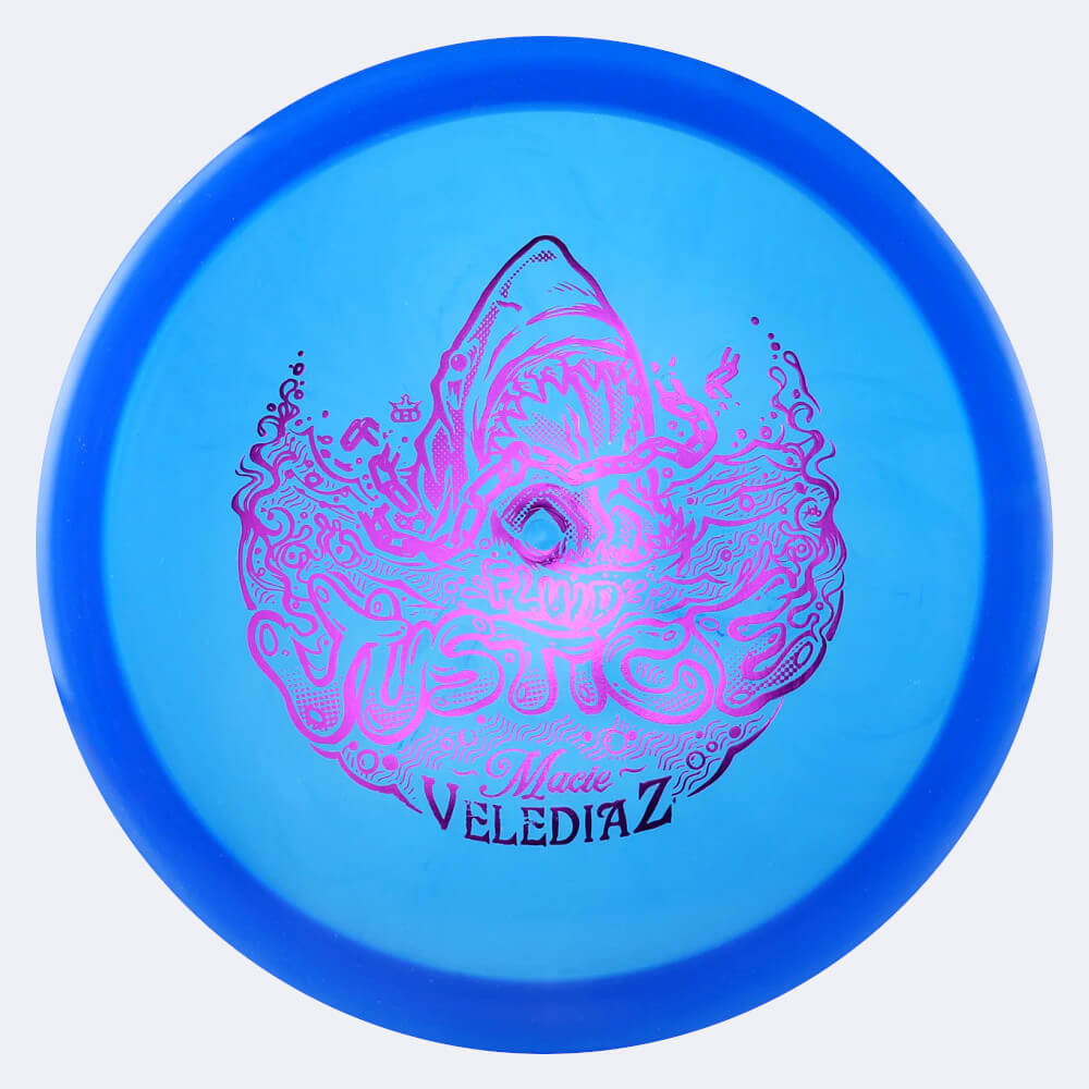 Dynamic Discs Justice Macie Velediaz Team Series in blue, fluid plastic Dynamic Discs Justice Macie Velediaz Team Series in blue, fluid plastic