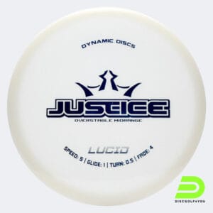 Dynamic Discs Justice in white, lucid plastic