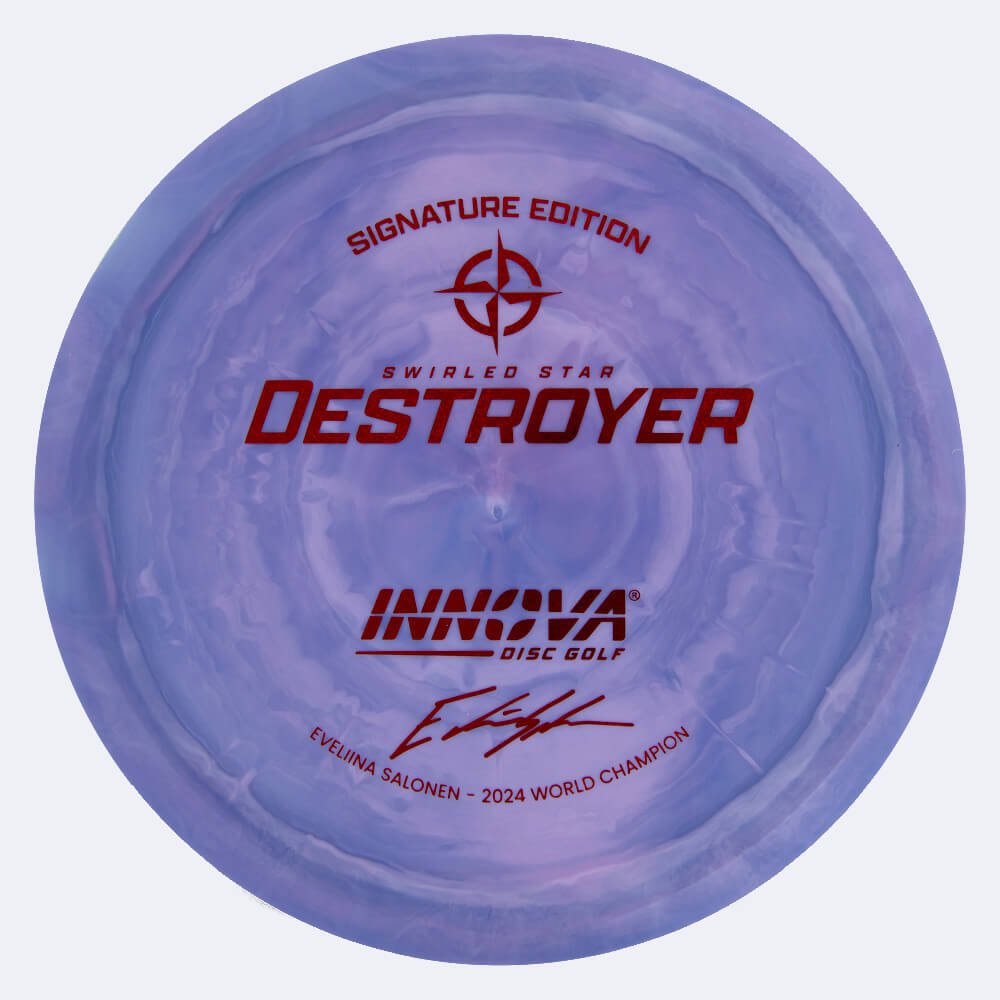 Innova Destroyer Evelina Salonen Signature Series in purple, star plastic and burst effect Innova Destroyer Evelina Salonen Signature Series in purple, star plastic and burst effect
