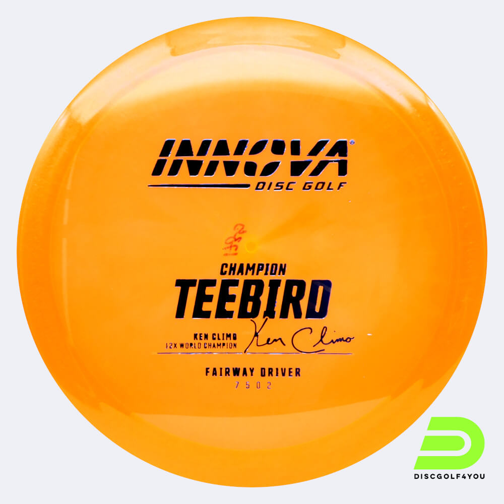 Innova Teebird in classic-orange, champion plastic and design upgrade effect Innova Teebird in classic-orange, champion plastic and design upgrade effect