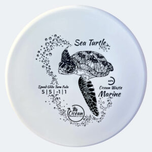 Ocean Discs Sea Turtle in white, ocean waste marine plastic